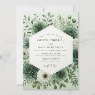 Invitation Mariage Floral Vert Sauge Luxuriant