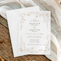 Mariage Floral Vintage Beige Crème Broderie França