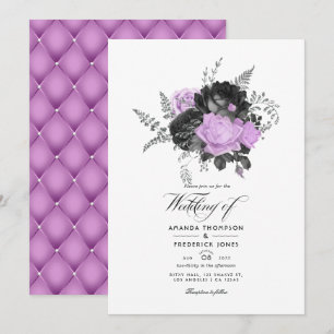 Invitation Mariage Floral Vintage noir et Lilac