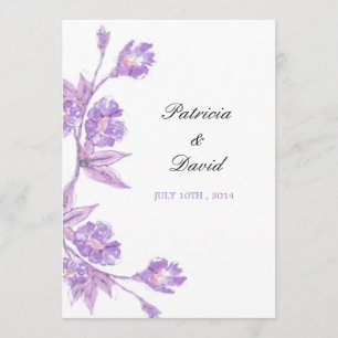 Invitation Mariage floral violet d'aquarelle