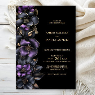 Invitation Mariage floral violet et gris élégant