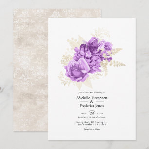 Invitation Mariage floral violet et ivoire
