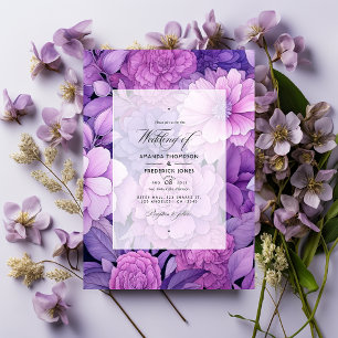 Invitation Mariage floral violet poussiéreux