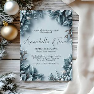 Invitation Mariage Florales hivernales givrees