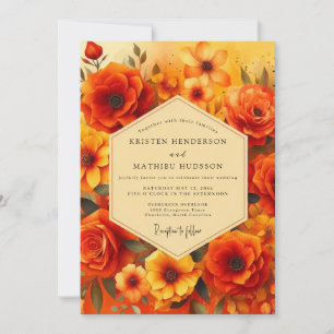 Invitation Mariage Flore de coucher de soleil ambre