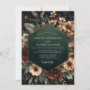 Invitation Mariage Flore Émeraude Clair-obscur