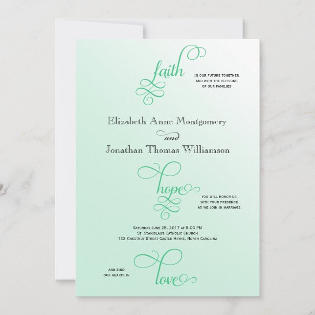 Invitation Mariage Foi Foi Foi Foi Espoir & Amour (Devant)