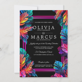 Invitation Mariage | Foliage Tropical Superbe au néon2