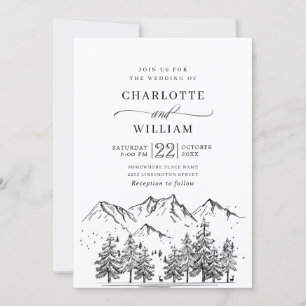 Invitation Mariage forestier des montagnes à main