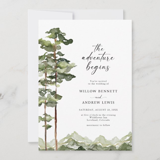 Invitation Mariage forestier moderne (Devant)