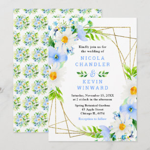 Invitation Mariage Forget-Me-Nots et Pâquerettes