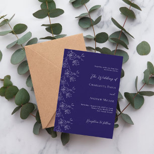 Invitation Mariage formel bleu foncé