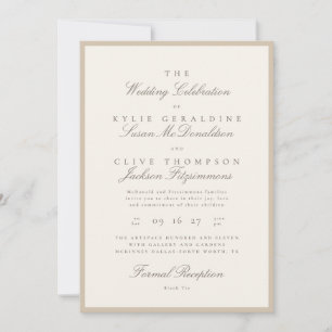 Invitation Mariage Formel Champagne Taupe Ivoire