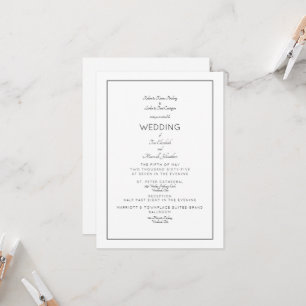 Invitation Mariage Formel Élégant Deux Lieux Parents Deux Fam