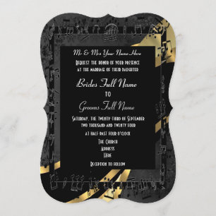 Invitation Mariage formel élégant d'or noir chic