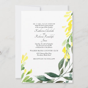 Invitation Mariage formel et élégant Fleur sauvage jaune