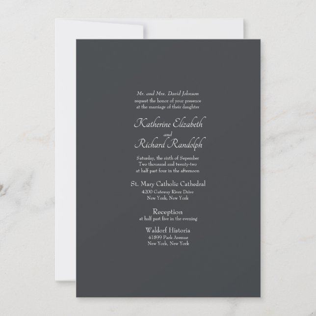 Invitation Mariage Formel Gris Église (Devant)
