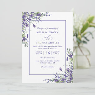 Invitation Mariage Formel Lavande Eucalyptus Budget Code QR