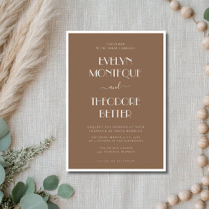 Invitation Mariage Formel Minimaliste Argent Ancien Brun Moch