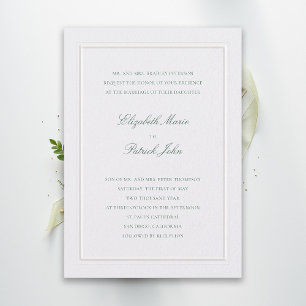 Invitation Mariage Formel Moderne Classique Élégant Perle Ver