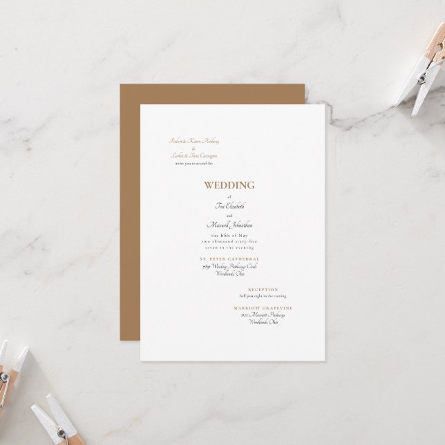 Invitation Mariage Formel Or et Blanc des Deux Parents (Devant/Arrière en situation)
