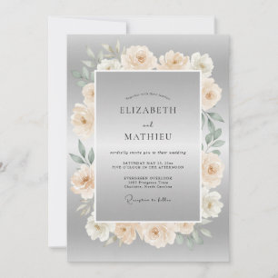Invitation Mariage Formel Poli Gris Argent