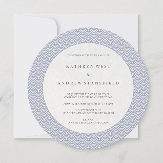 Invitation Mariage Formel Purple Douce Petit Japonais Vagues (Devant)
