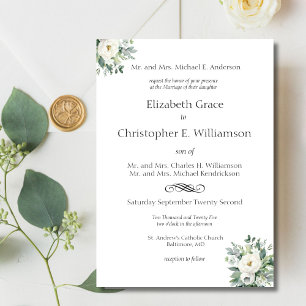 Invitation Mariage Formel Traditionnel de Floraison de Verdur