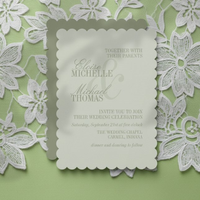 Invitation Mariage Formel Vert Sauge Écriture Moderne (Invite guest to your big day with this Modern Script Sage Green Formal Wedding Invitation! )