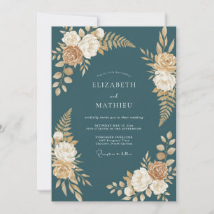 Invitation Mariage Fougère Champagne Ardoise