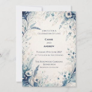 Invitation Mariage Fougère de Forêt Bleue Anémone