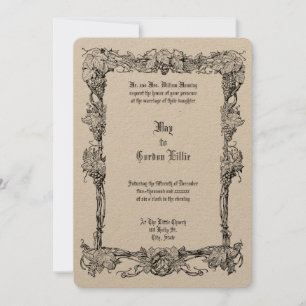 Invitation Mariage frontalier Art Nouveau vintage