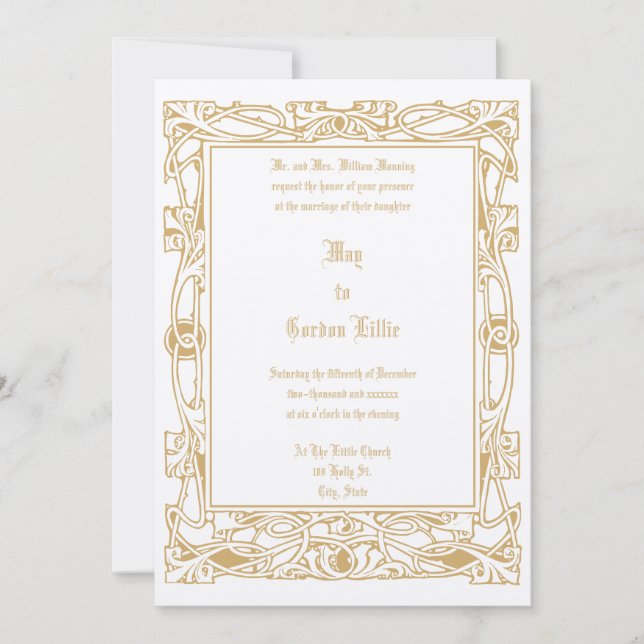 Invitation Mariage frontalier Art Nouveau vintage (Devant)