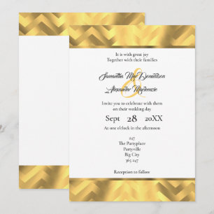 Invitation Mariage frontalier du chevron or