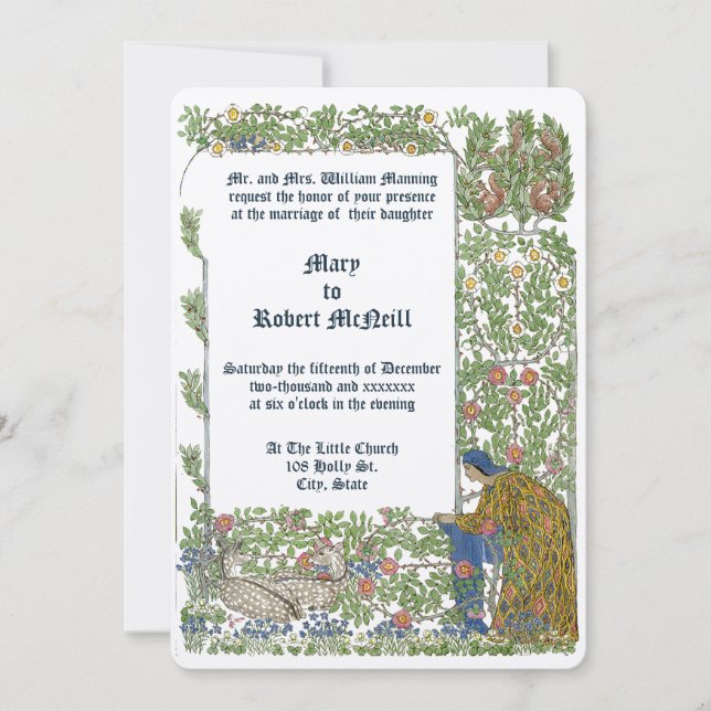 Invitation Mariage frontalier du jardin Rose (Devant)