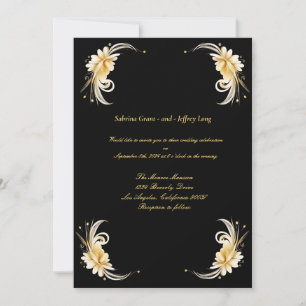 Invitation Mariage frontalier Gold Floral Leaf