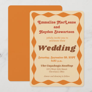 Invitation Mariage frontalier orange super et Brown