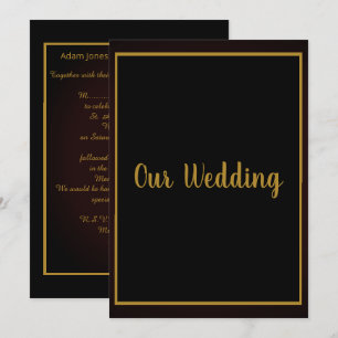 Invitation Mariage frontière or noir simple et élégant