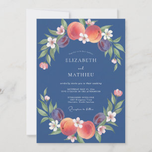 Invitation Mariage Fruité Eucalyptus Acier Pêche