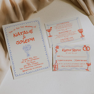 Invitation Mariage funky écrit à la main avec une touche rétr