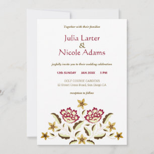 Invitation Mariage Fusion Classique Orné de Style Rose Vintag