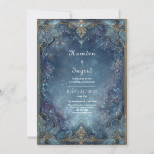 Invitation Mariage Galaxie Céleste Or Orné