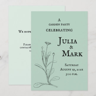 Invitation Mariage Garden Party | Sage bleu vert