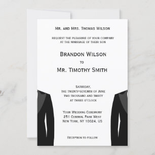 Invitation Mariage Gay Blanc Et Noir Personnalisé