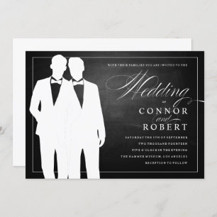 Invitation Mariage Gay Chalkboard Deux Pièces Silhouettes