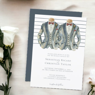 Invitation Mariage gay deux salles en costumes et Cravates de
