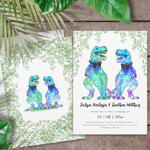 Invitation Mariage Gay Dinosaure T-Rex Deux Mariés