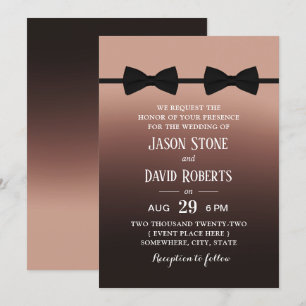 Invitation Mariage gay Double Bow Cravates élégant Brown Ombr