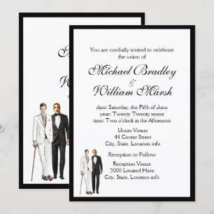 Invitation Mariage Gay Groom et Groom Elegant