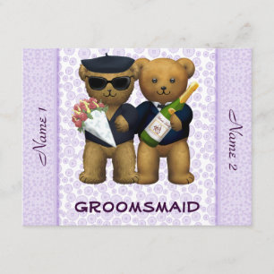 Invitation Mariage gay - Groomsmaid - lilas Nounours